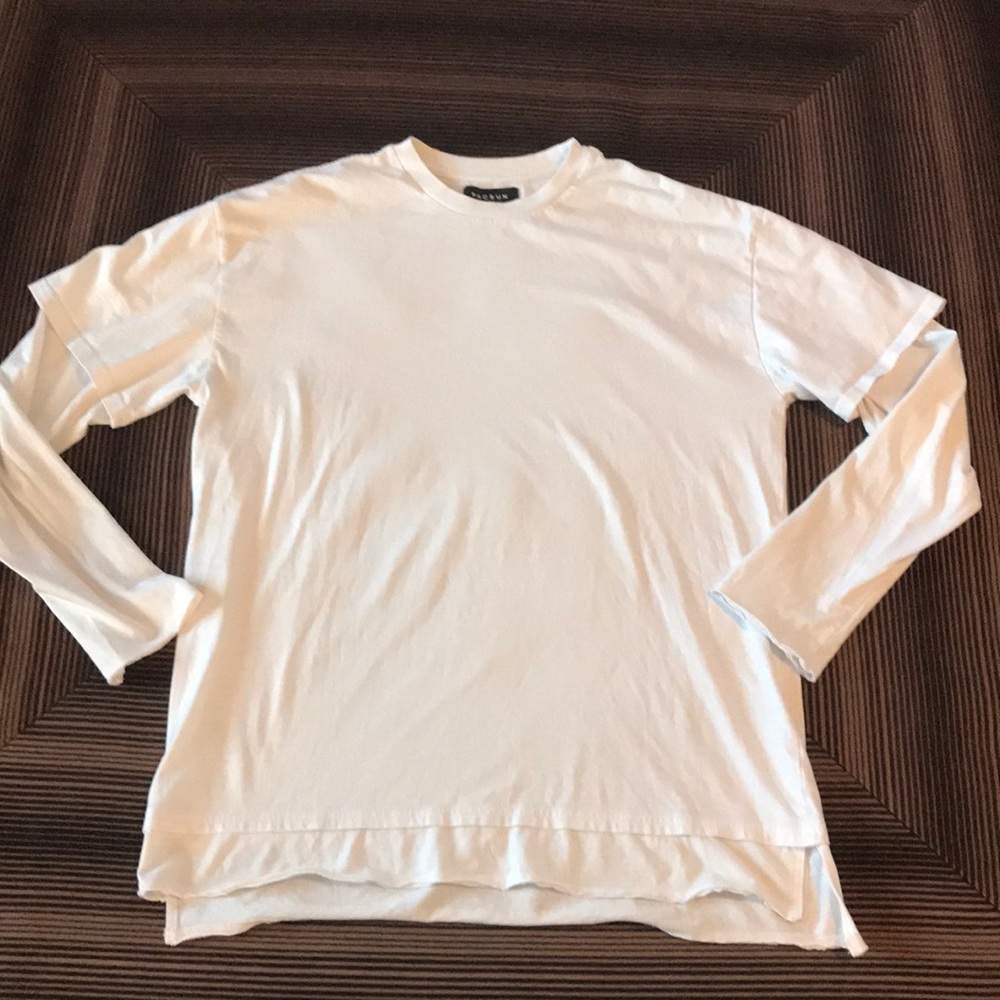 PACSUN White Long Sleeved Long T-shirt Size L